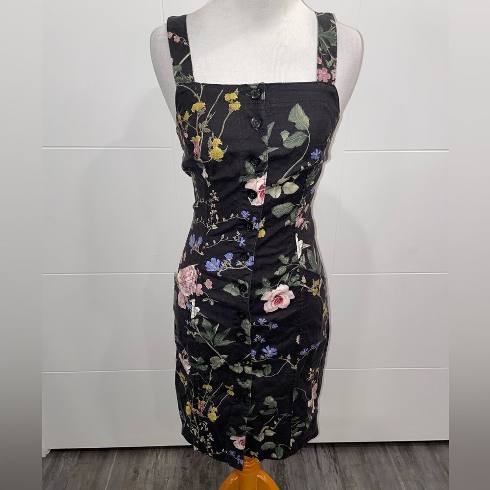 Black denim, overalls, Level 99 floral Amelia dress